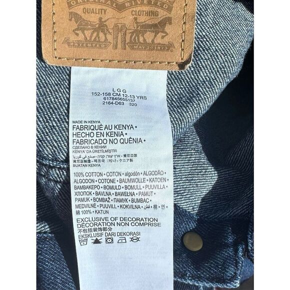 Levi's blue jean jacket size large 12-13 years brand new condition red tab brown - Picture 9 of 10